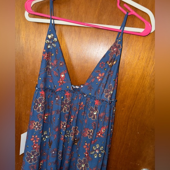 NEW Free People All the Jewels blue floral beaded maxi dress embellished - Picture 6 of 11